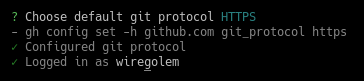 Logged in to gh on terminal